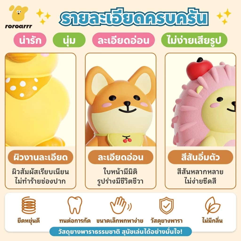 【Roroarrr】⚡ลดราคาจํากัดเวลา⚡ ของเล่นสุนัข ยางธรรมชาติ ของเล่นเสียงสุนัข นุ่มปลอดภัย ไม่ทำลายฟัน ล้างได้ 6 แบบ ของเล่นยางสุนัข
